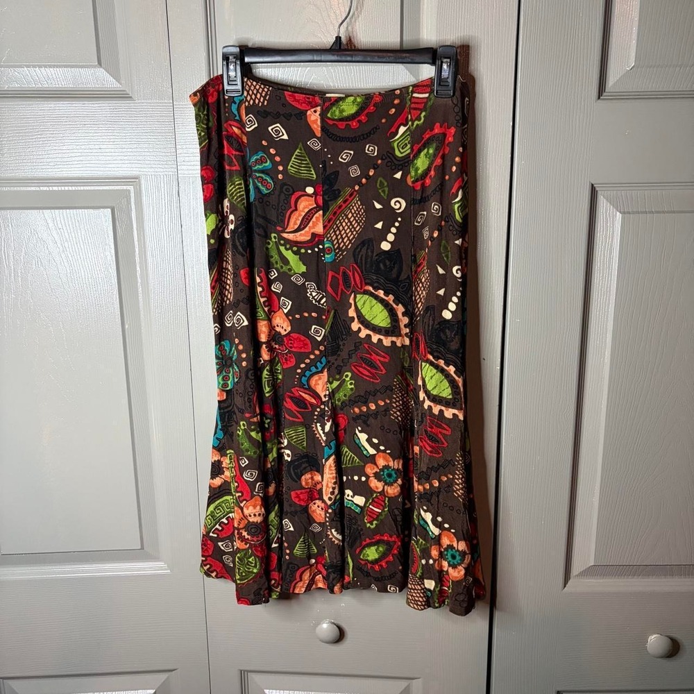 Choices Brown Paisley Maxi Skirt Womens M Y2K Flowy Fairy Cottagecore JSLK0333